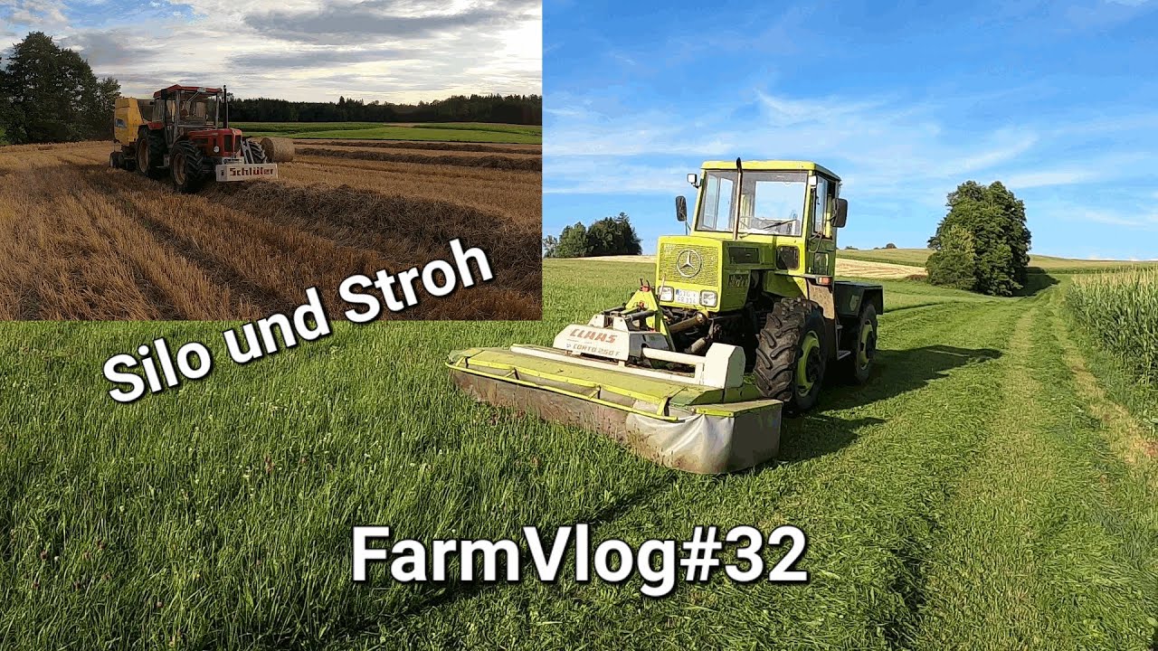 Mähen mit dem MB Trac 800 | Stroh pressen mit dem Schlüter | FarmVlog#32