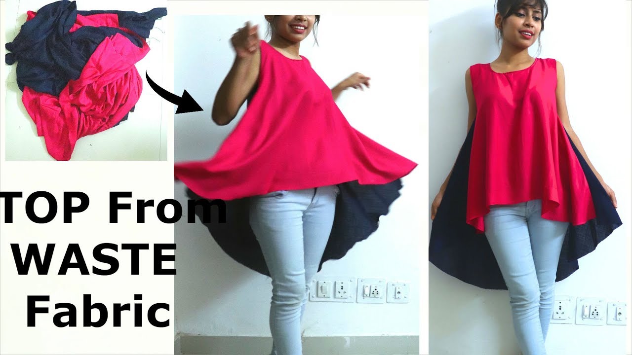 Diy Circular Low high Top From WASTE\ Trash\ LeftOver Fabric| Diy Up Down Flowy Top