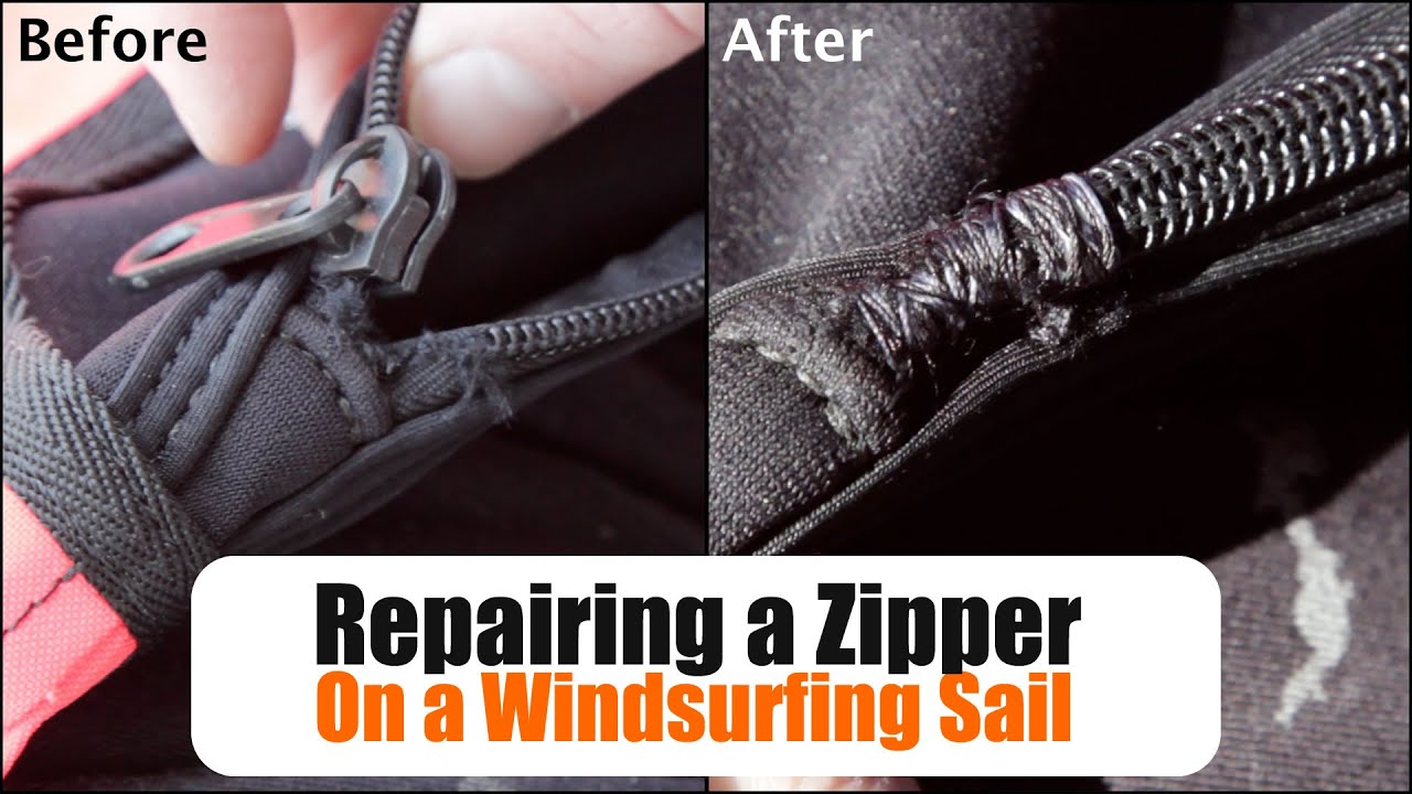 Repairing a Zipper on a Windsurfing Sail