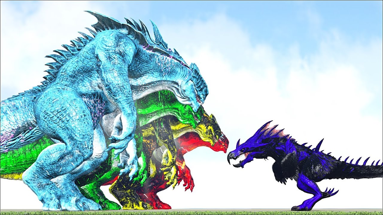 NOVA THE DESTROYER VS CAUSTIC, ICE, ELETRIC AND FIRE COLOSSUS (ARK SURVIVAL EVOLVED BATTLE DINOSAUR)
