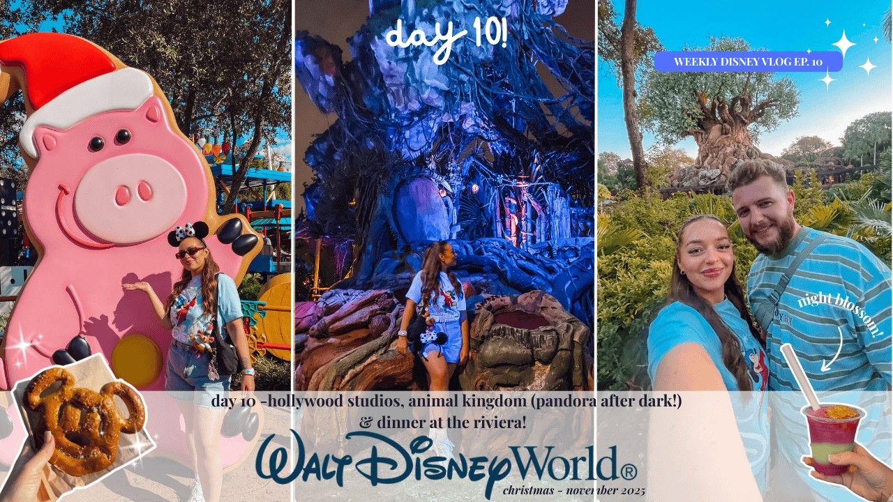 WALT DISNEY WORLD DAY 10 | Hollywood Studios 🌴 Pandora after Dark 🪼 & dinner at the Riviera! 🏨🐭❤️