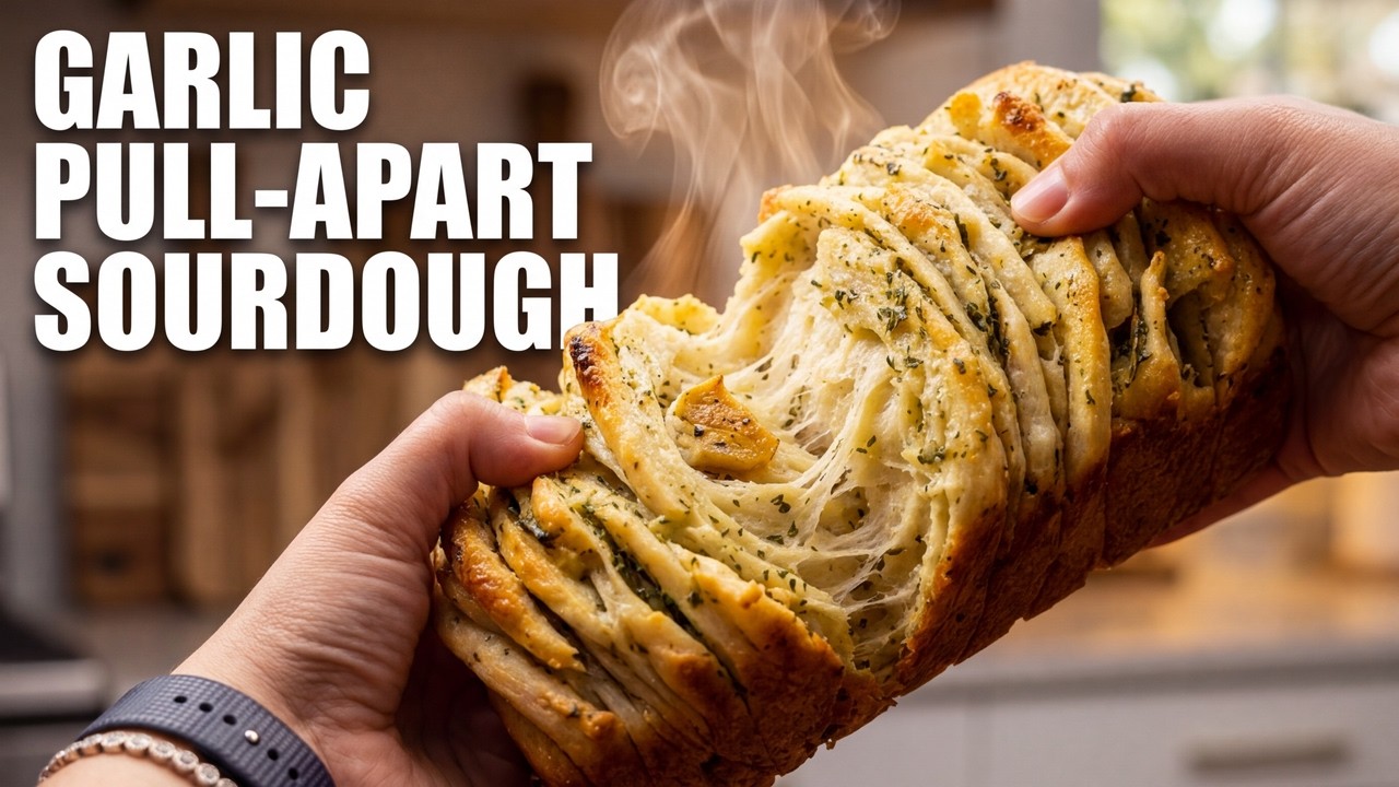 SAVE THIS! Pull-Apart Garlic Sourdough Discard Bread (No Waste!)