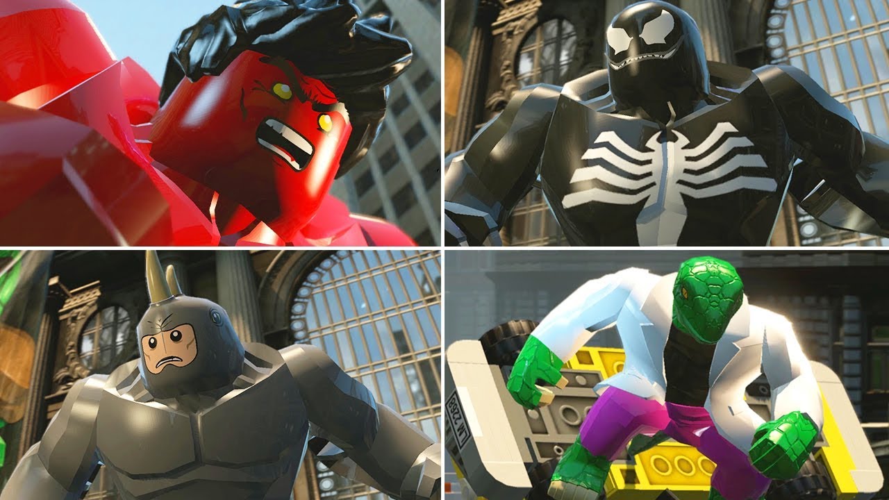Red Hulk & Lizard Hulk Smash с / Venom и Rhino в Lego Marvel Superheroes w / Геймплей