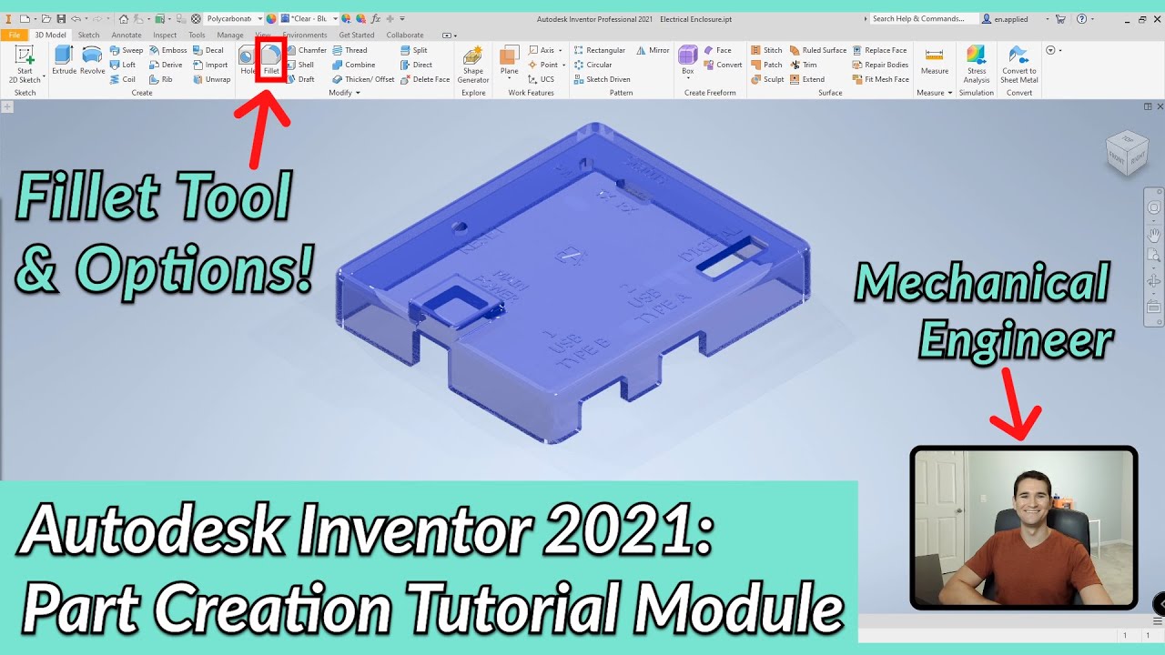 Fillet Tool and Options - Autodesk Inventor Part Tutorial | Autodesk Inventor 2021 IN DEPTH