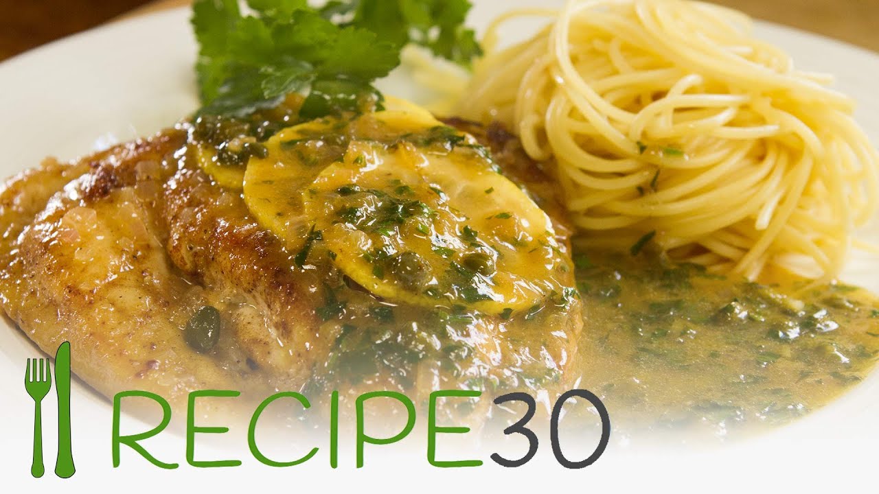 Chicken Piccata a velvety zingy lemon butter chicken with capers - Recipe by www.recipe30.com