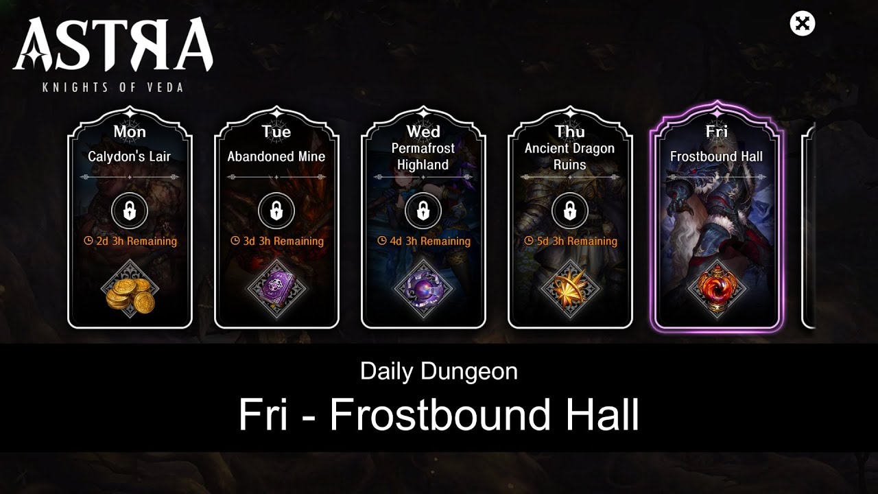 Daily Dungeon - Fri - Frostbound Hall | New PVE content | ASTRA: Knights of Veda