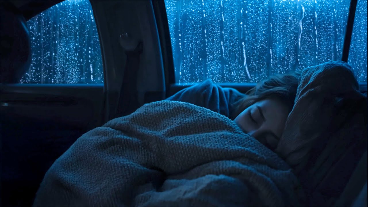 Gradually Into a Deep Sleep with Extremely Strong Rain & Thunder Inside a Cozy Car at Night