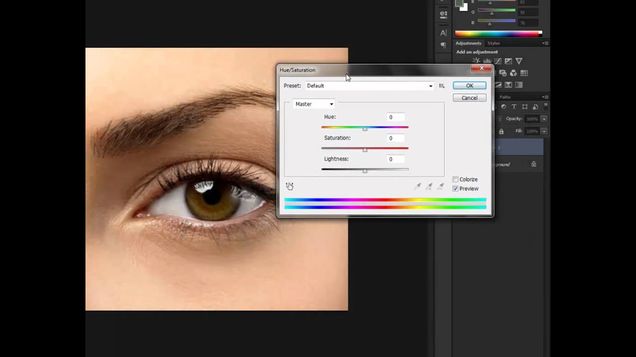 Tutorial How to change eyes color using Adobe Photoshop CS6