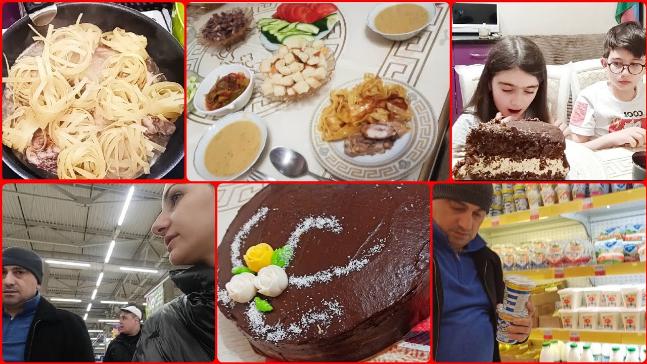 ESKİMO TORTU🍰 GÖBƏLƏK SUPU🥘TOYUQ+SPAQETTİ😋ÇÖREK ALMAQ ADİ İLE BAZARLIQ 😉