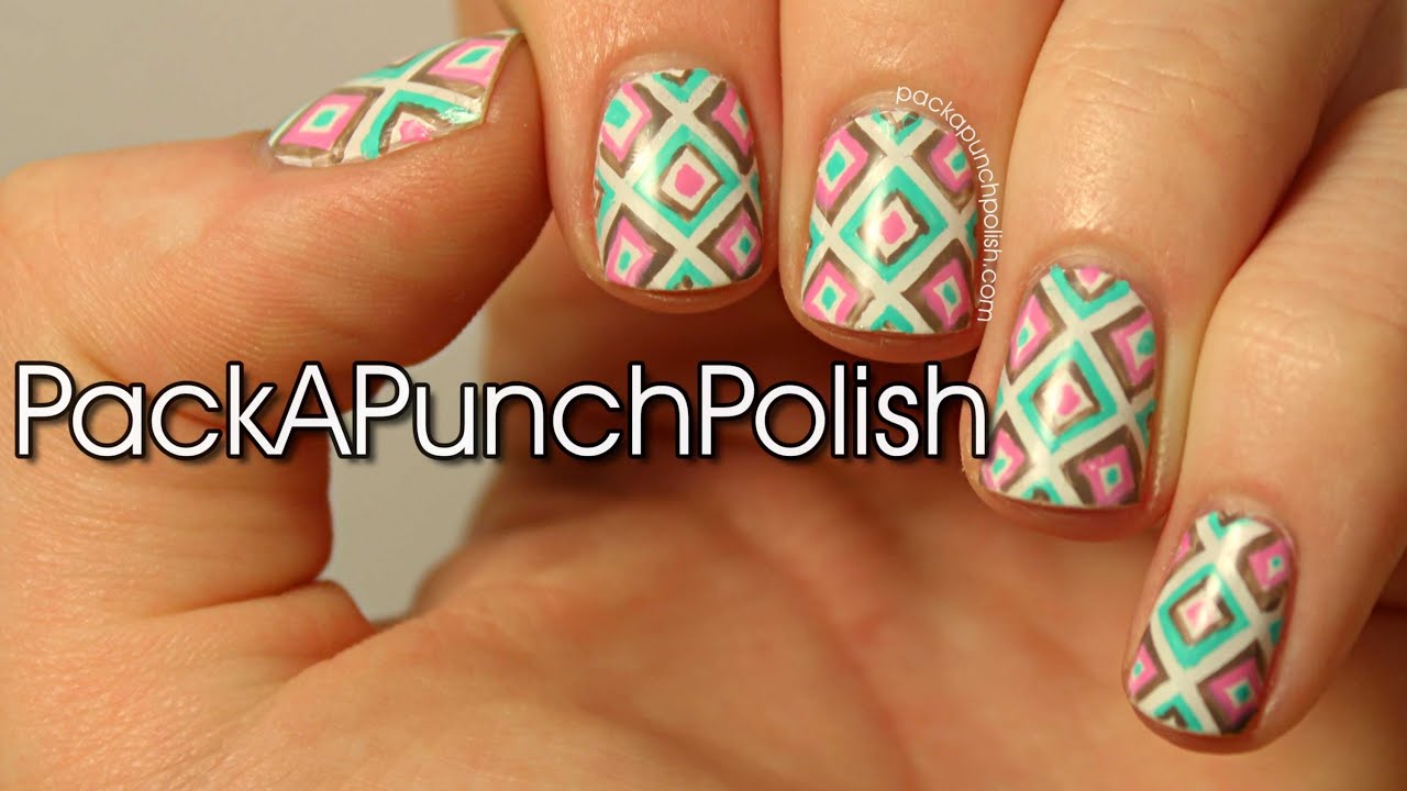 Square Geometric Print Nail Art Tutorial Inspired By Clothing From Deb Shops