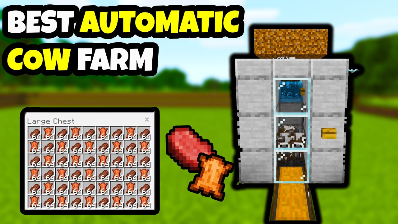 Best COW FARM TUTORIAL For Minecraft Bedrock 1.21!