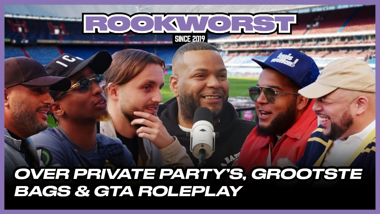 Hef, Qucee, Kevin, Emms, Spanker & Ufuk in Rookworst de Podcast