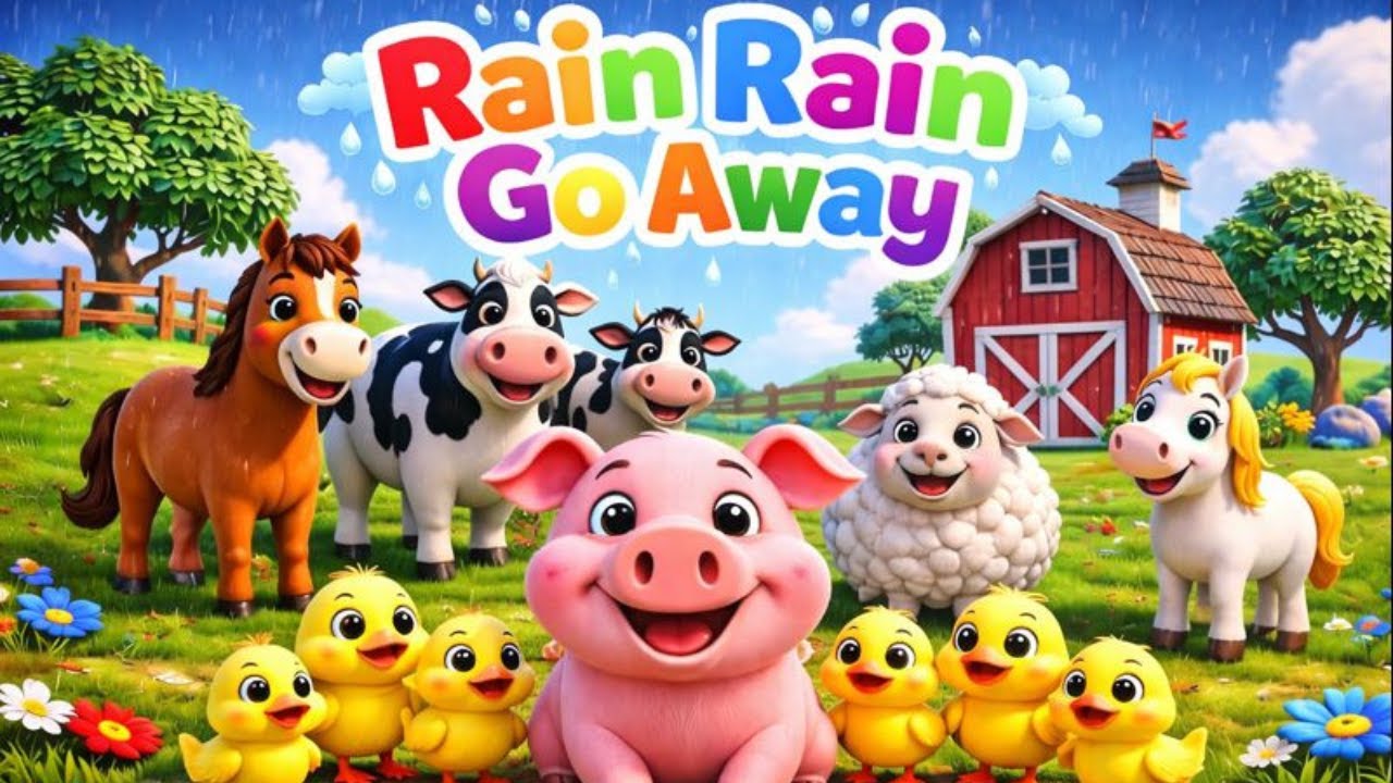 Rain Rain Go Away  | Animal Version |  Newborn Baby Songs | rain and thunder sounds for sleeping