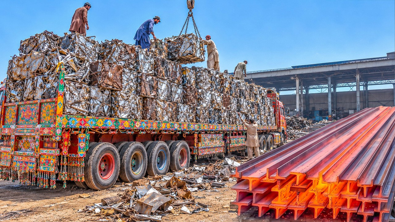 Incredible Process Of Recycling Metal Scrap Into New T Iron Steel Manufacturing