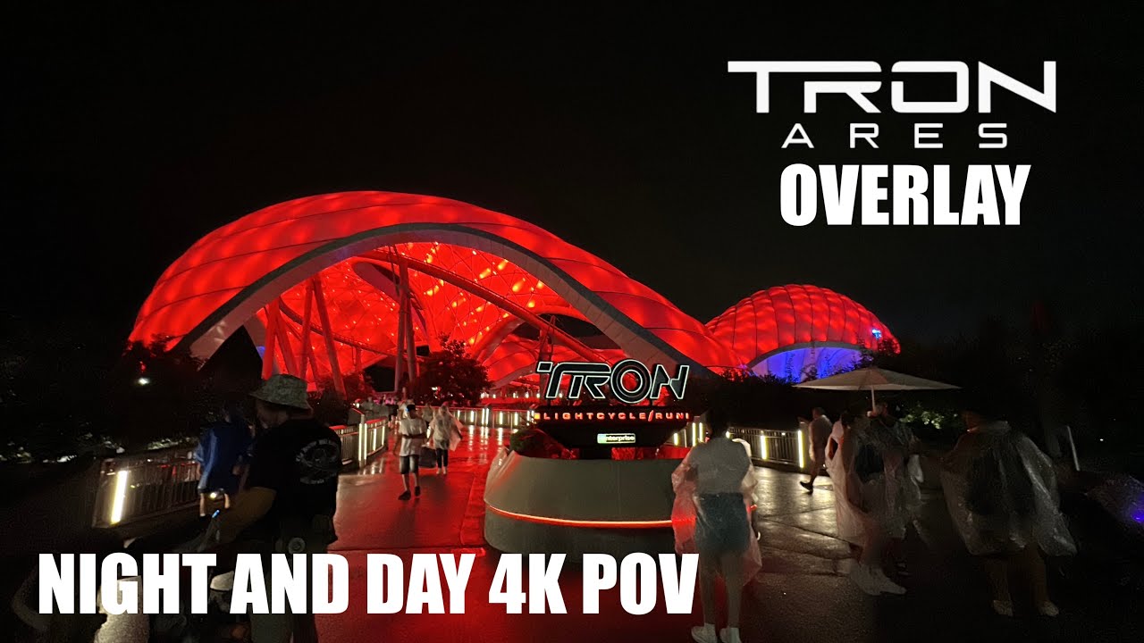 TRON Lightcycle/Run - TRON: Ares Overlay - 4K Night and Day Lowlight POV - Magic Kingdom Park