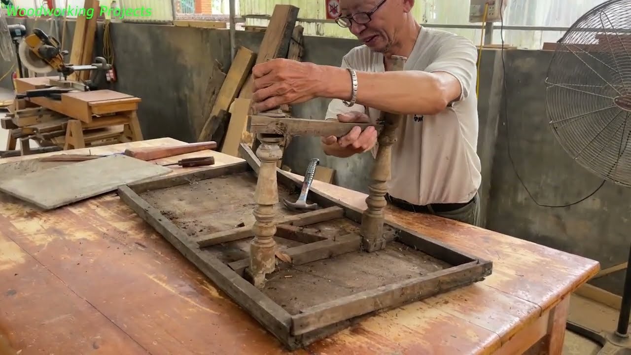 👌🏾Bring Back Life Tea-Coffee Table And Chair in Abandoned House //Woodworking Restoration Projects