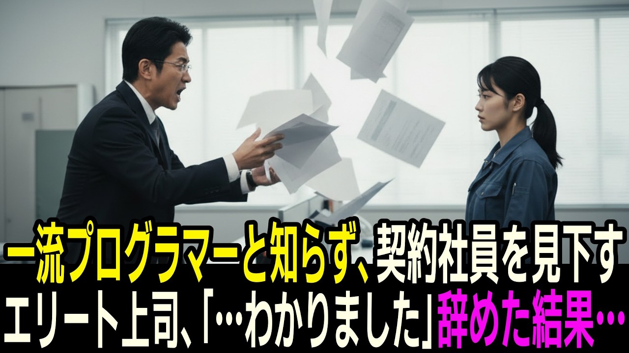 一流プログラマーと知らず貧乏契約社員を見下すエリート上司、「…わかりました」辞めた結果…