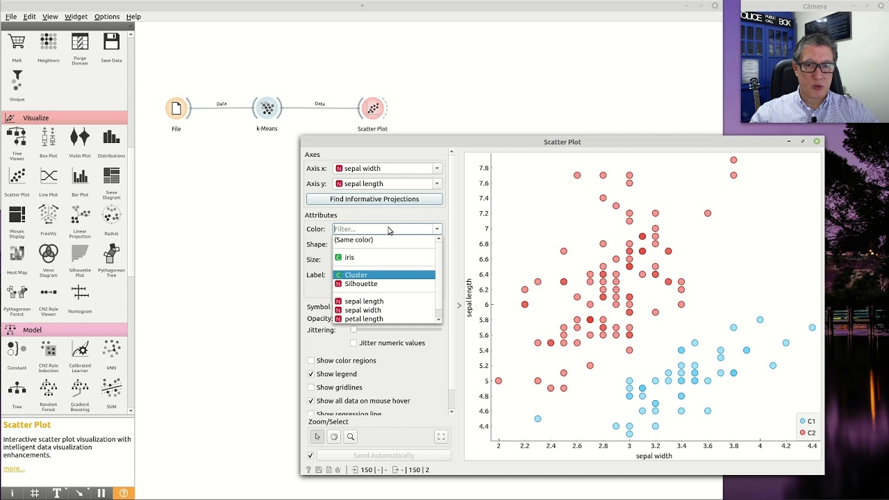 Orange - Clustering usando K-Means