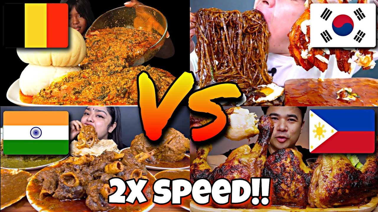 2x speed!!🔥Famous Mukbangers From Different Countries🇵🇭🇮🇳🇰🇷🇹🇷🇧🇪🇮🇩 Fast motion Eating #mukbang #asmr 