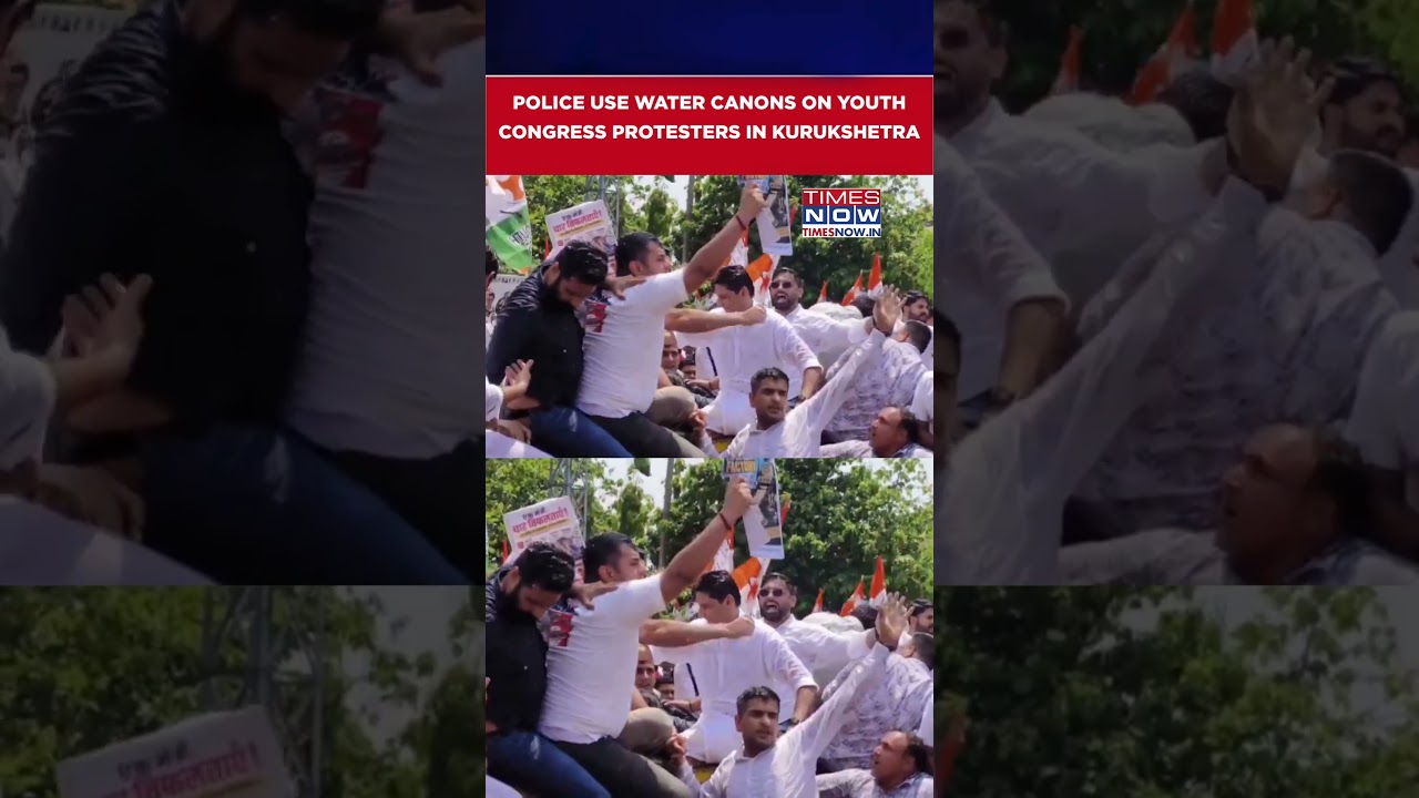 Tensions In Kurukshetra As Youth Cong March Towards Haryana CM Residence, Police Use Water Cannon