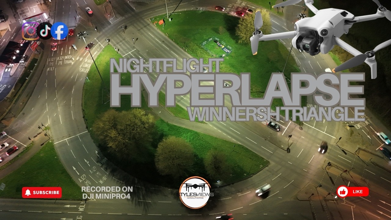 Winnersh Triangle at Night 🌃 | Stunning Drone Hyperlapse with DJI Mini 4 Pro
