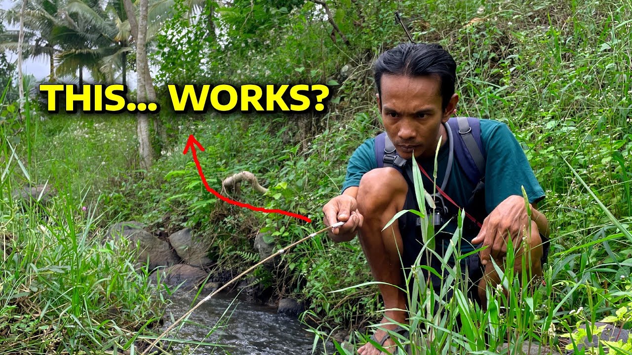 I Made a Fishing Rod From a Coconut Leaf Stick… And It SHOCKINGLY Works! | Tiny River Test