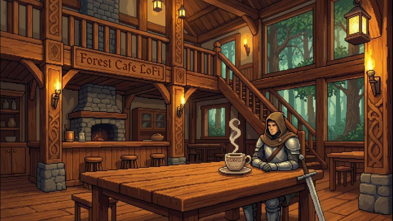 Forest Hideout Pixel Coffee Café 🌲☕ Cozy Ambience | Lo-Fi for Relax
