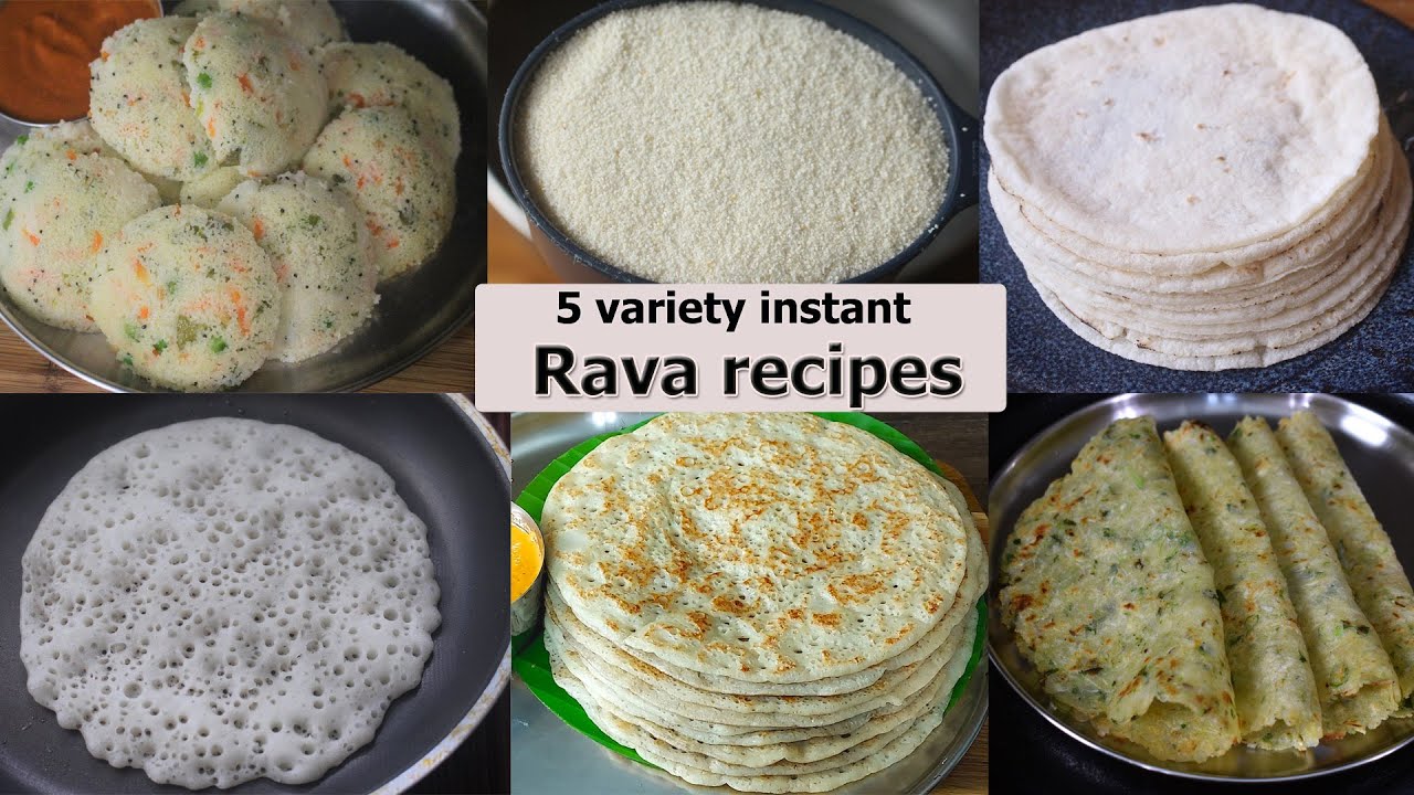 5 Variety Instant Rava(sooji) Breakfast Recipes | Easy and tasty breakfast recipe | Rava Recipe