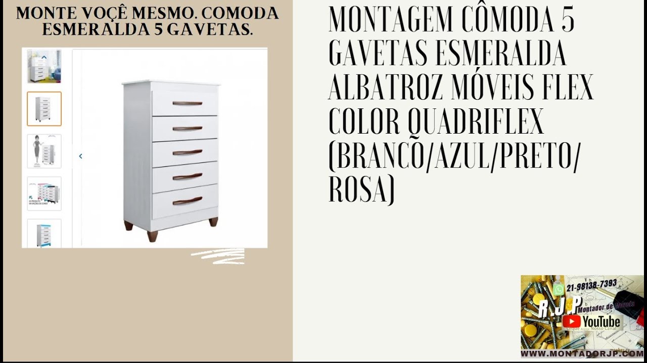 Cômoda 5 Gavetas Esmeralda Albatroz Móveis. montagem e manual.