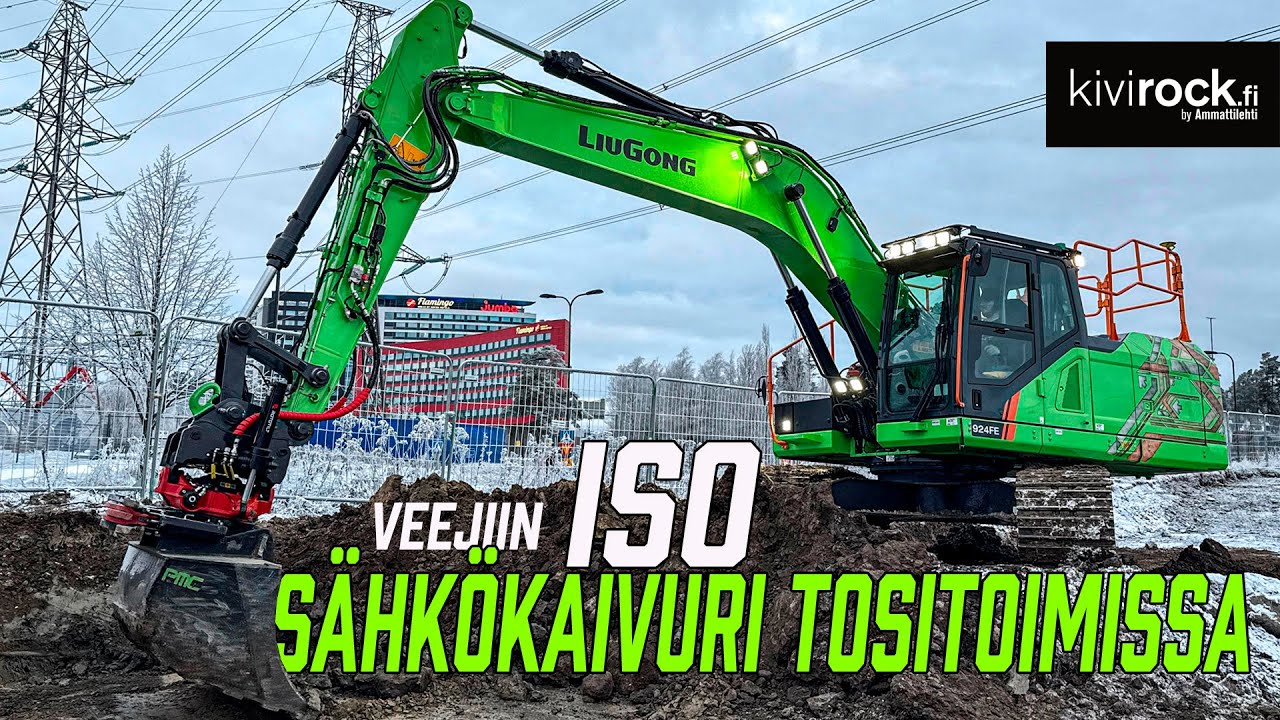 Sähkökäyttöinen 25-tonninen LiuGong kaivukone tositoimissa