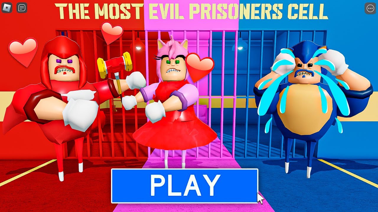 SONIC KNUCKLES BARRY FALL IN LOVE WITH AMY SONIC BARRY Roblox Prison Obby #roblox #obby