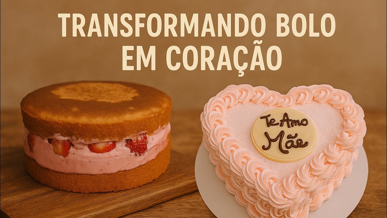 TRANSFORMANDO BOLO REDONDO EM CORAÇÃO COM RECEITA