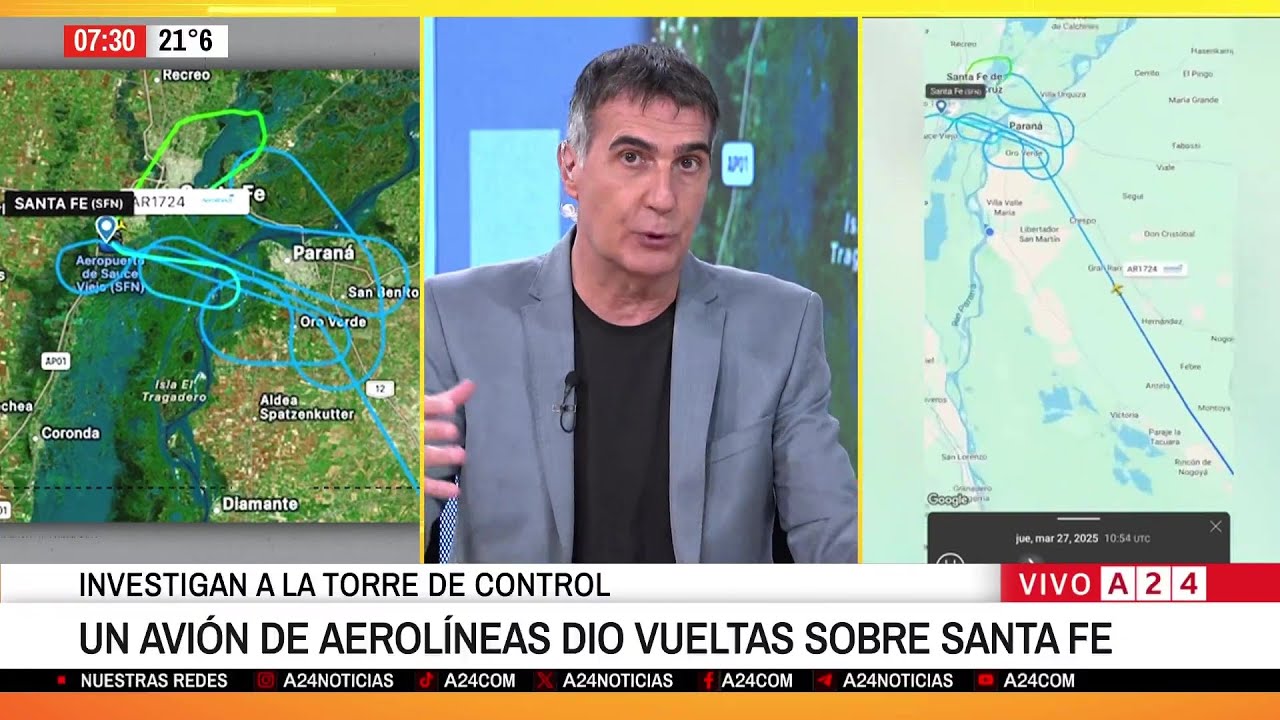 ✈AVIÓN DE AEROLÍNEAS ARGENTINAS DEBIÓ SOBREVOLAR CASI UNA HORA SOBRE SANTA FE PARA PODER ATERRIZAR