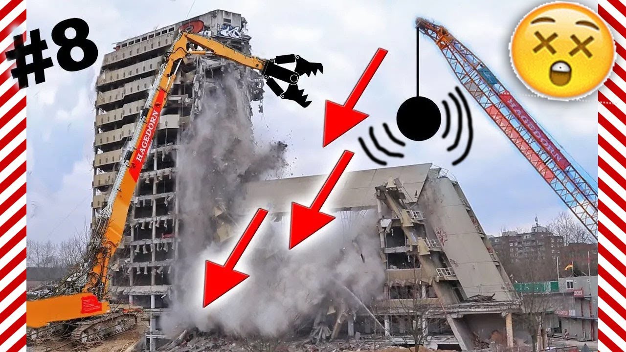Big boom at demolition! Jaw-dropping moment excavators bringing down 11 floors at once