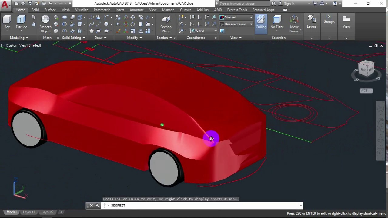 AutoCAD 3D, Car how to draw car, 3D car Part #2
