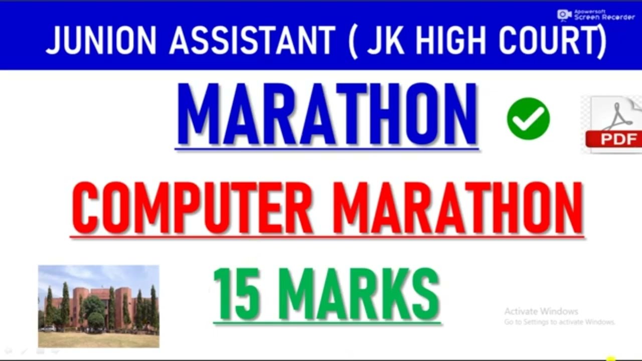 Marathon of Computer || 15 Marks || For Jk High Court Junior Assistant Exam - Full Revision
