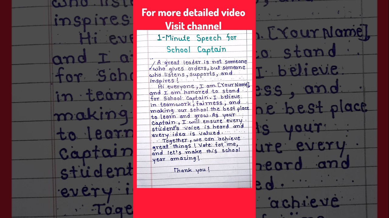 1-Minute Speech for School Captain | Best Leadership Speech | School Election Speech | #shorts