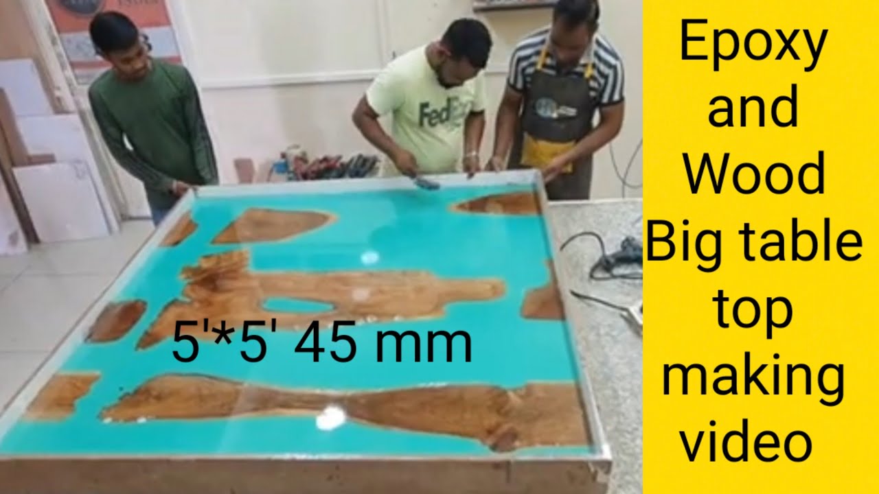 epoxy and wood big table top making full video