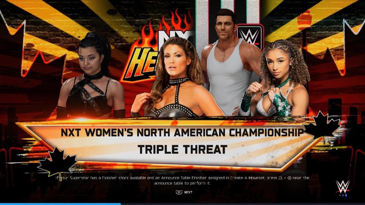 WWE 2K25 Eve Torres Vs Ava Moreno Vs Kelani Jordan - NXT Women's North American Title - NXT Heatwave