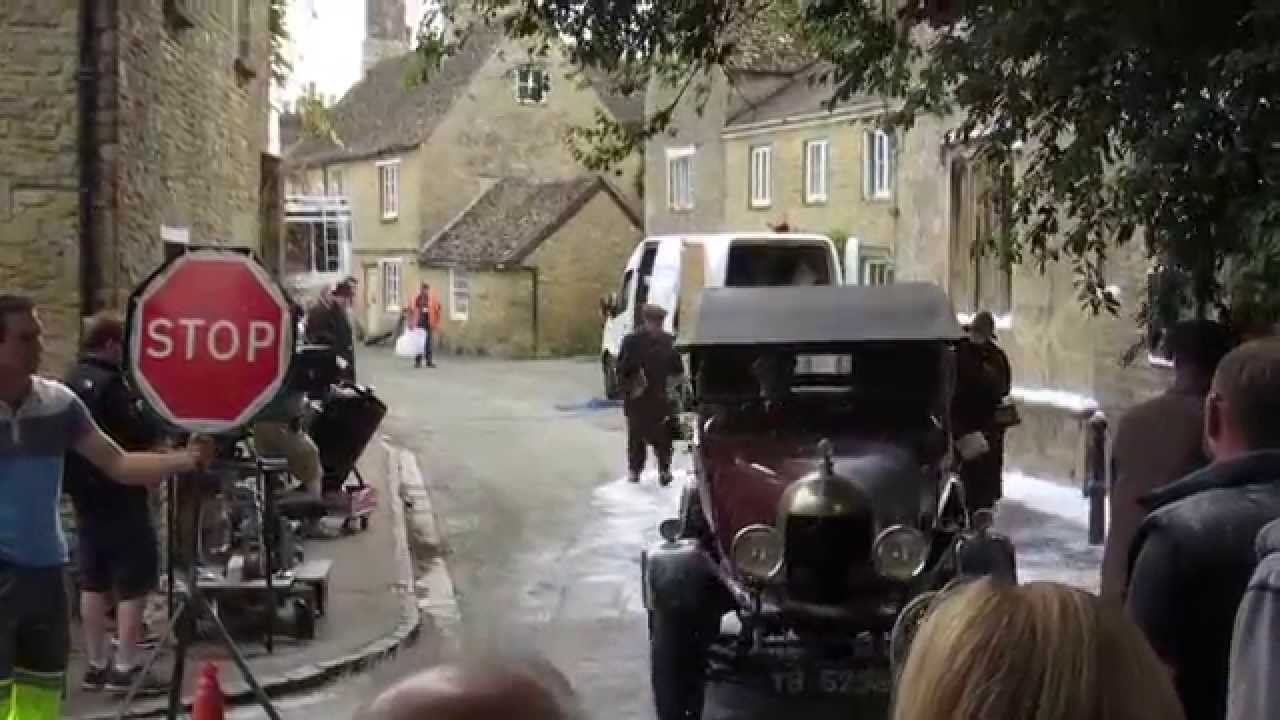Filming a snow scene in Bampton for Downton Abbey