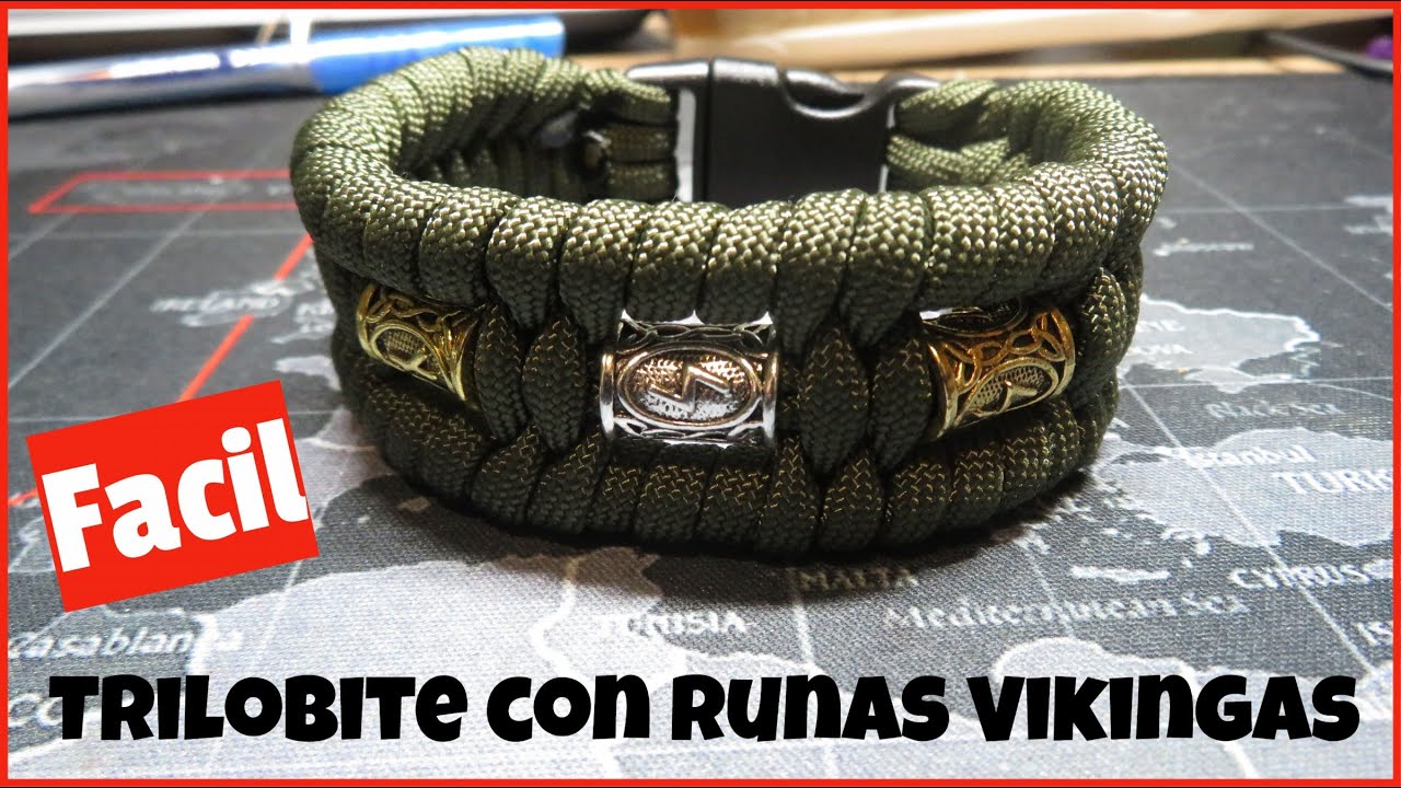 Atencion!!! PARACORD FACIL - Pulsera Paracord Trilobite con runas vikingas