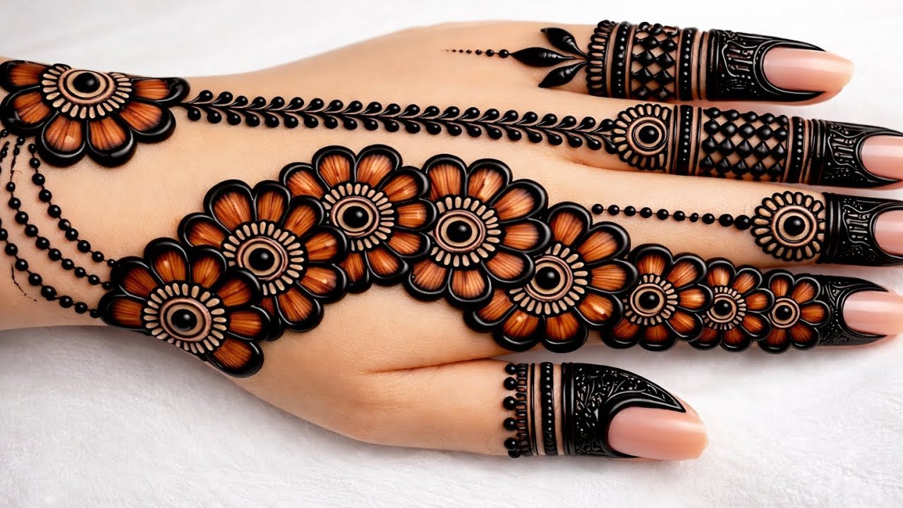 Very simple unique style mehndi design for back hand|new easy mehndi design 2026 | mehandi designs