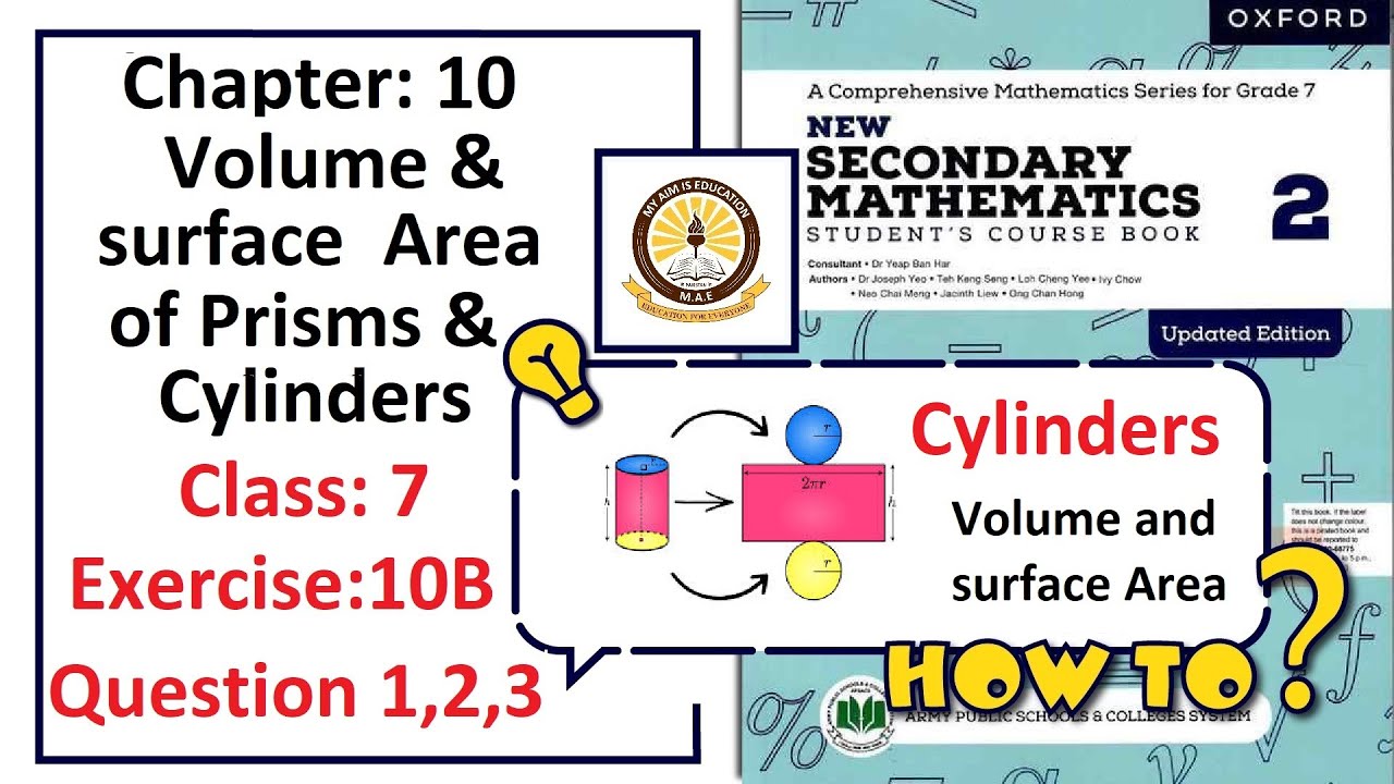 Exercise 10B Question 1, 2, 3 &ndash; (Clinder)  Complete solution &ndash; APS Math Class 7.