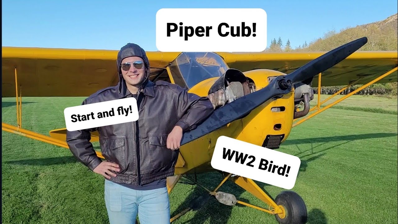 Piper Cub Story, Startup, and Fly! Ex WW2 training plane!