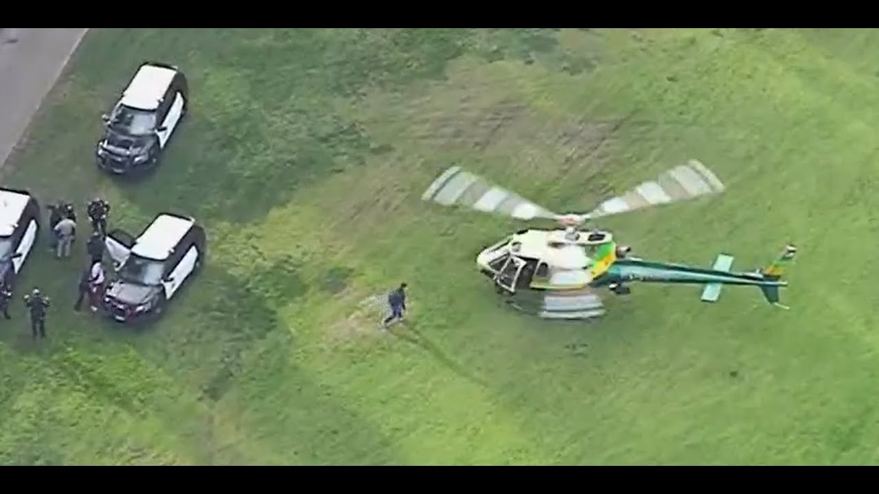 Police Helicopter Lands to Arrest Stolen Vehicle Suspect