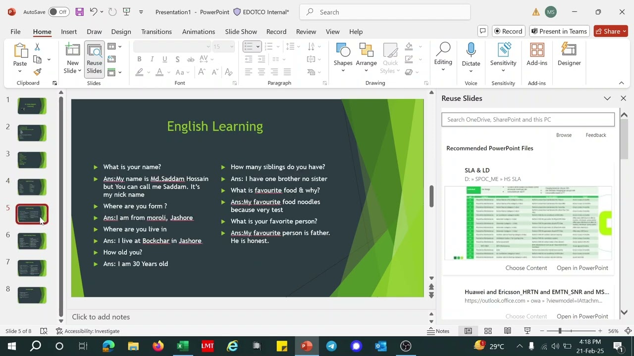 Learn to build simple sentences-Class -01