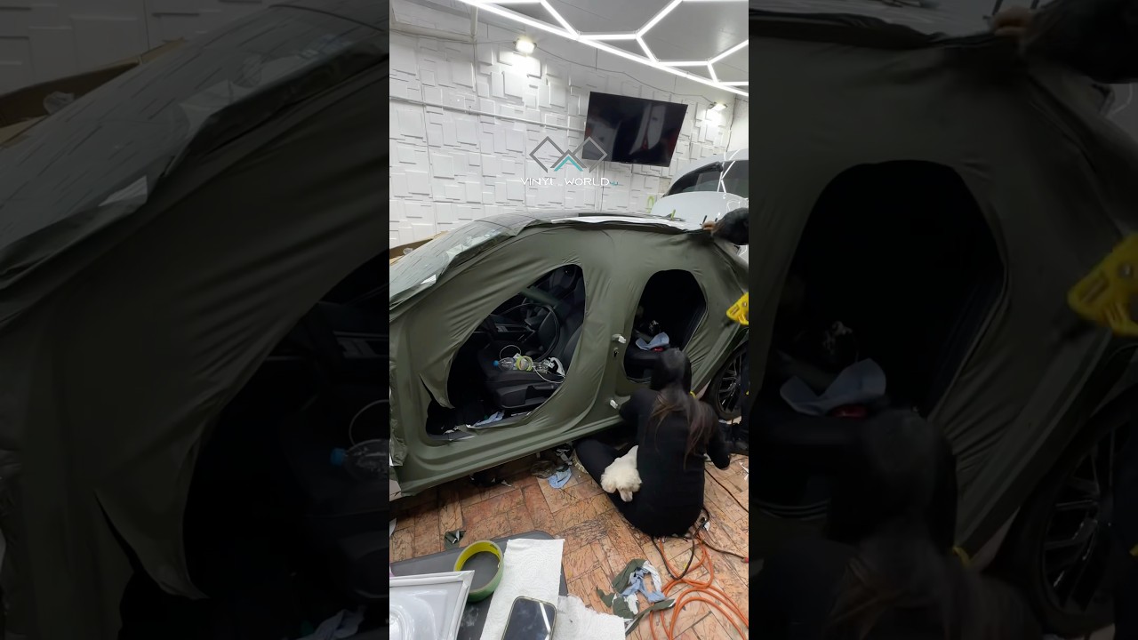 Proceso de un 🤯FULL WRAP (Forrado con interiores) / Verde Militar HD 🪖🇲🇽#wrap  #VINYLWORLD4u