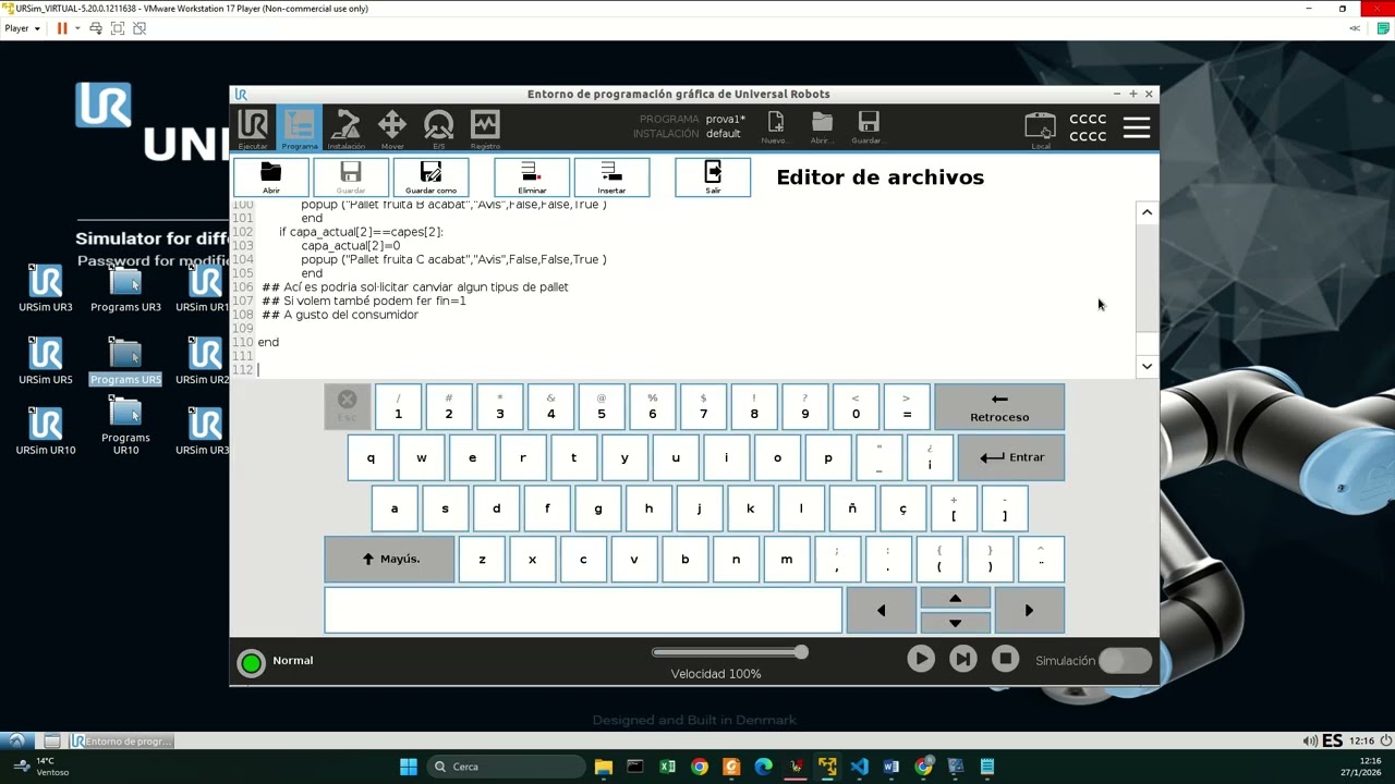 Pal·letitzat configurable en URScript