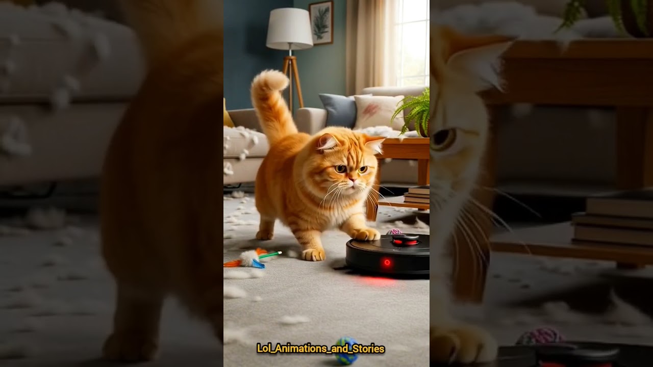 Watch this Cat lose her cool in 15 seconds. Who&rsquo;s winning this tech battle? #catvsrobot #petchaos