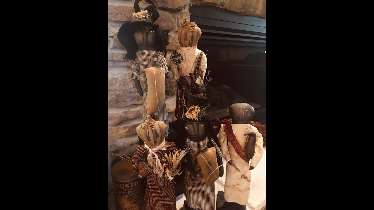 Summer Store Sign and 10 Primitive Dolls
